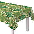 Amscan Summer Luau Island Palms Flannel-Backed Vinyl Table Cover, 52” x 90”, Green 1 thumbnail image