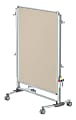 Ghent Nexus Jr Partition Double-Sided Mobile Magentic Fabric/Non-Magnetic Dry-Erase/Bulletin Board, 34 1/4" x 46 1/4", Beige Board/Silver Aluminum Frame