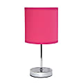 Simple Designs Mini Basic Table Lamp with Fabric Shade, 11"H, Hot Pink/Chrome