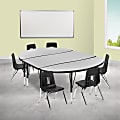 Flash Furniture 76" Oval Wave Flexible Laminate Activity Table Set With 14" Student Stack Chairs, Gray 1 thumbnail image