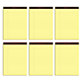 TOPS™ Docket Gold™ Premium Writing Pads, 8 1/2" x 11 3/4", Legal Ruled, 50 Sheets, Canary, Pack Of 6 Pads