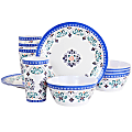 Gibson Everyday Alhambra Blues 12-Piece Melamine Dinnerware Set, Blue/White 1 thumbnail image