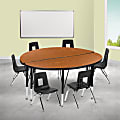 Flash Furniture 47-1/2" Circle Wave Flexible Laminate Activity Table Set With 14" Student Stack Chairs, Oak