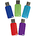 Verbatim 16GB PinStripe USB Flash Drive - 5pk - Assorted - 16GB - 5pk - Assorted