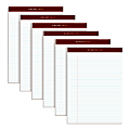 TOPS™ Docket Gold™ Premium Writing Pads, 8 1/2" x 11 3/4", Legal Ruled, 50 Sheets, White, Pack Of 6 Pads