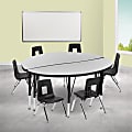 Flash Furniture 47-1/2" Circle Wave Flexible Laminate Activity Table Set With 14" Student Stack Chairs, Gray