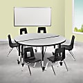 Flash Furniture Mobile 47-1/2" Circle Wave Flexible Laminate Activity Table Set With 14" Student Stack Chairs, Gray