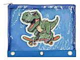 Office Depot® Brand 3-Ring Puffer Pencil Pouch, 7-7/8" x 10", Blue/Dino 1 thumbnail image