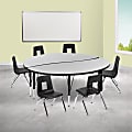 Flash Furniture 60" Circle Wave Flexible Laminate Activity Table Set With 14" Student Stack Chairs, Gray