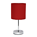 Simple Designs Mini Basic Table Lamp, 11 7/8"H, Red Shade/Chrome Base