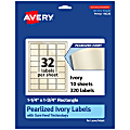 Avery® Pearlized Permanent Labels With Sure Feed®, 94226-PIP10, Rectangle, 1-1/4" x 1-3/4", Ivory, Pack Of 320 Labels 1 thumbnail image