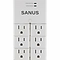 Sanus On-Wall Surge Protector - 6 Rotating Outlet Power Strip - White - 6 x AC Power - 1080 J