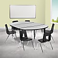 Flash Furniture 76" Oval Wave Flexible Laminate Activity Table Set With 16" Student Stack Chairs, Gray 1 thumbnail image
