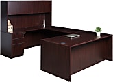 Boss Office Products Holland Series Executive U-Shape Desk With File Storage, Pedestal And Hutch, Mahogany 1 thumbnail image