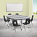Flash Furniture Mobile 86" Oval Wave Flexible Laminate Activity Table Set With 16" Student Stack Chairs, Gray 1 thumbnail image