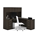 Bestar Embassy 72”W L-Shaped Corner Desk With Hutch And 2 Pedestals, Dark Chocolate 1 thumbnail image