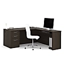 Bestar Embassy 72”W L-Shaped Corner Desk With Left Pedestal, Dark Chocolate 1 thumbnail image