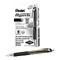 Pentel® HyperG™ Retractable Gel Roller Pen, Medium Point, 0.7 mm, 57% Recycled, Black Barrel, Black Ink, Pack Of 12