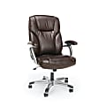 OFM Essentials Swiveling/Tilting Ergonomic Bonded Leather High-Back Chair, Brown/Black