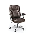 OFM Essentials Swiveling/Tilting Ergonomic Bonded Leather High-Back Chair, Brown/Black 1 thumbnail image