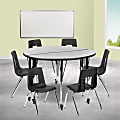 Flash Furniture Mobile 47-1/2" Circle Wave Flexible Laminate Activity Table Set With 16" Student Stack Chairs, Gray