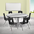 Flash Furniture 60" Circle Wave Flexible Laminate Activity Table Set With 16" Student Stack Chairs, Gray/Black