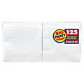 Amscan 2-Ply Paper Beverage Napkins, 5" x 5", Frosty White, 125 Napkins Per Party Pack, Set Of 3 Packs