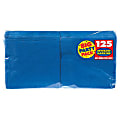 Amscan 2-Ply Paper Beverage Napkins, 5" x 5", Royal Blue, 125 Napkins Per Party Pack, Set Of 3 Packs
