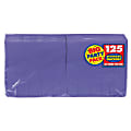 Amscan 2-Ply Paper Beverage Napkins, 5" x 5", Purple, 125 Napkins Per Party Pack, Set Of 3 Packs