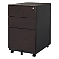 Aurora SOHO 24"D Vertical 3-Drawer Mobile File Cabinet, Walnut/Black