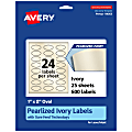 Avery® Pearlized Permanent Labels With Sure Feed®, 94053-PIP25, Oval, 1" x 2", Ivory, Pack Of 600 Labels