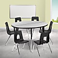 Flash Furniture 47-1/2" Circle Wave Flexible Laminate Activity Table Set With 18" Student Stack Chairs, Gray