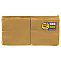 Amscan 2-Ply Paper Lunch Napkins, 6-1/2" x 6-1/2", Gold, 125 Per Big Party Pack, Set Of 3 Packs