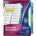 Avery® Ready Index® 1-16 Tab Double Column Binder Dividers With Customizable Table Of Contents, 8-1/2" x 11", 16 Tab, White/Multicolor, 1 Set