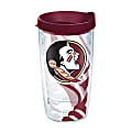 Tervis Genuine NCAA Tumbler With Lid, Florida State Seminoles, 16 Oz, Clear