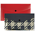 Divoga® Fashion Envelope With Snap Closure, Check Size, Gold/Gray/Red