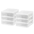 Iris® Plastic 3-Drawer Desk Organizers, 6 7/8" x 6 3/4" x 8 3/8", White, Set Of 2