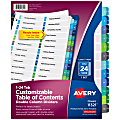 Avery® Ready Index® 1-24 Tab Double Column Binder Dividers With Customizable Table Of Contents, 8-1/2" x 11", 24 Tab, White/Multicolor, 1 Set 1 thumbnail image