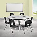 Flash Furniture 60" Circle Wave Flexible Laminate Activity Table Set With 18" Student Stack Chairs, Gray