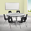 Flash Furniture 60" Circle Wave Flexible Laminate Activity Table Set With 18" Student Stack Chairs, Gray 1 thumbnail image