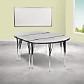 Flash Furniture Oval Wave Flexible Thermal Laminate 3-Piece Activity Table Set With Standard Height-Adjustable Legs, 30-1/4"H x 47-1/2"W x 76"D, Gray 1 thumbnail image