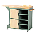 Baxton Studio Dorthy Kitchen Storage Cart, 37-3/16"H x 47-11/16"W, Dark Green/Natural