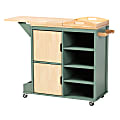 Baxton Studio Dorthy Kitchen Storage Cart, 37-3/16"H x 47-11/16"W, Dark Green/Natural 1 thumbnail image