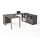 Bestar i3 Plus 61”W U-Shaped Executive Computer Desk, Bark Gray