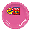 Amscan Plastic Dessert Plates, 7", Bright Pink, 50 Plates Per Big Party Pack, Set Of 2 Packs 1 thumbnail image