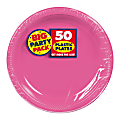 Amscan Plastic Dessert Plates, 7", Bright Pink, 50 Plates Per Big Party Pack, Set Of 2 Packs