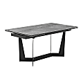 Eurostyle Mateo Steel Rectangular Extension Table, 30"H x 95"W x 35-1/2"D, Matte Black/Marble