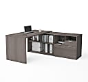 Bestar i3 Plus 72”W L-Shaped Corner Desk, Bark Gray 1 thumbnail image