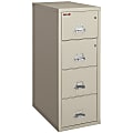 FireKing® UL 1-Hour 31-5/8"D Vertical 4-Drawer Legal-Size Fireproof File Cabinet, Metal, Parchment, White Glove Delivery
