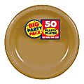 Amscan Plastic Dessert Plates, 7", Gold, 50 Plates Per Big Party Pack, Set Of 2 Packs